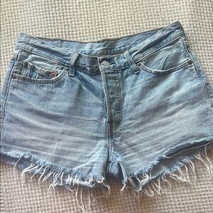 Levi's Light Blue Distressed Denim Cutoff Shorts